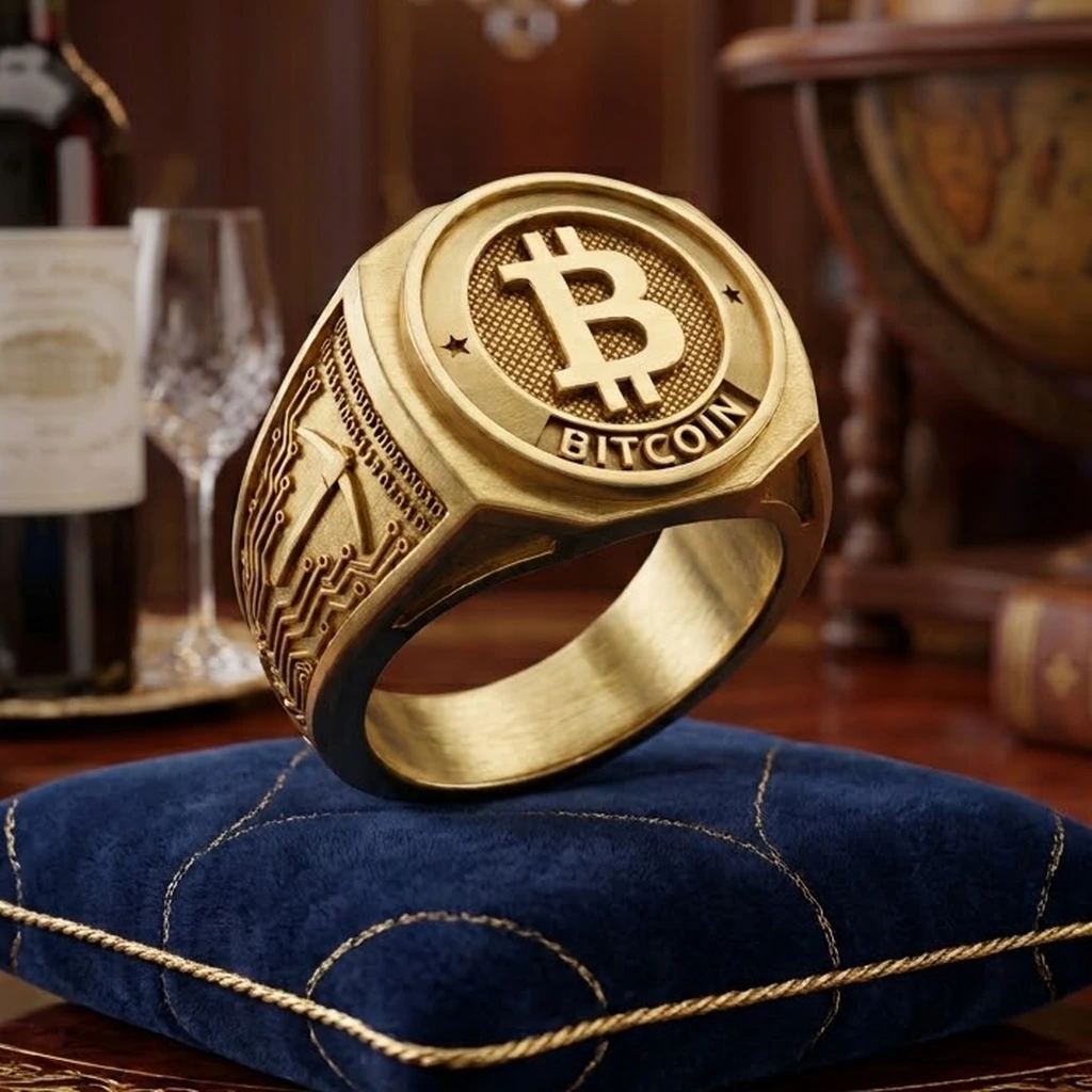 Bitcoin Ring 22K Gold